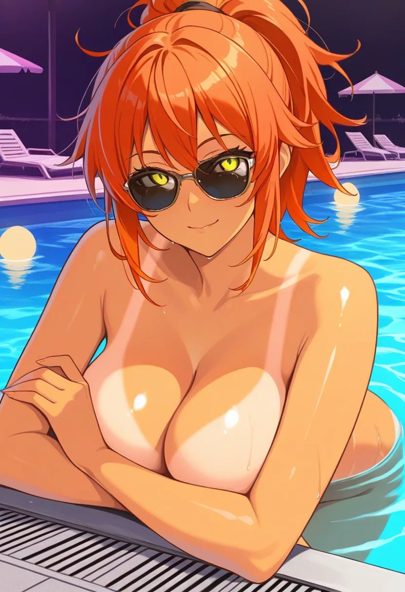 Story 89: Poolside Arrival — panel 6 — bikini bottoms removal