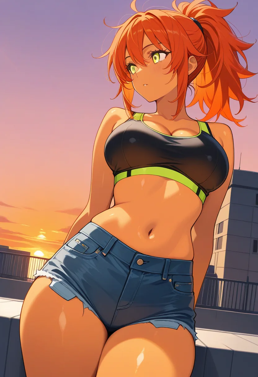 Story 95: Rooftop Arrival Clothed — panel 3 — t-shirt removed