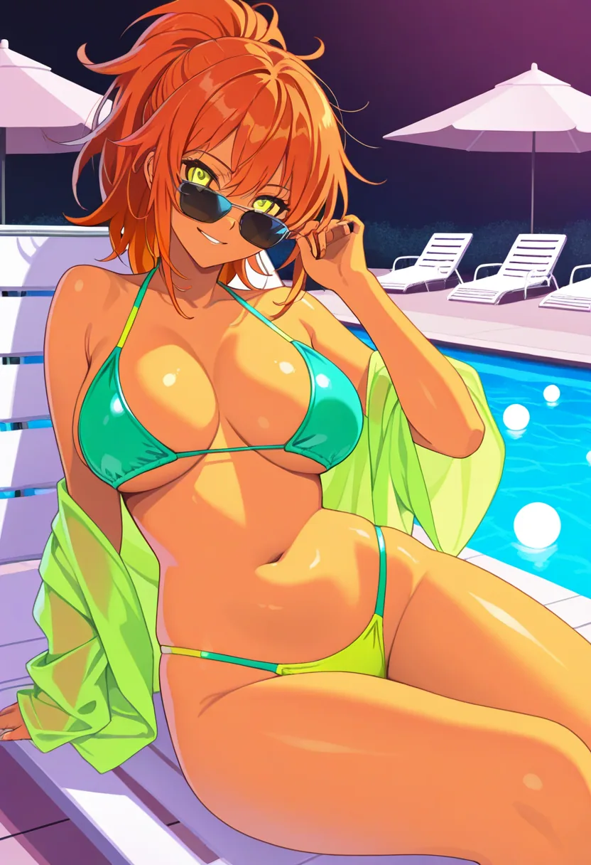Story 96: Poolside Lounge Clothed — panel 1 — poolside lounge clothed