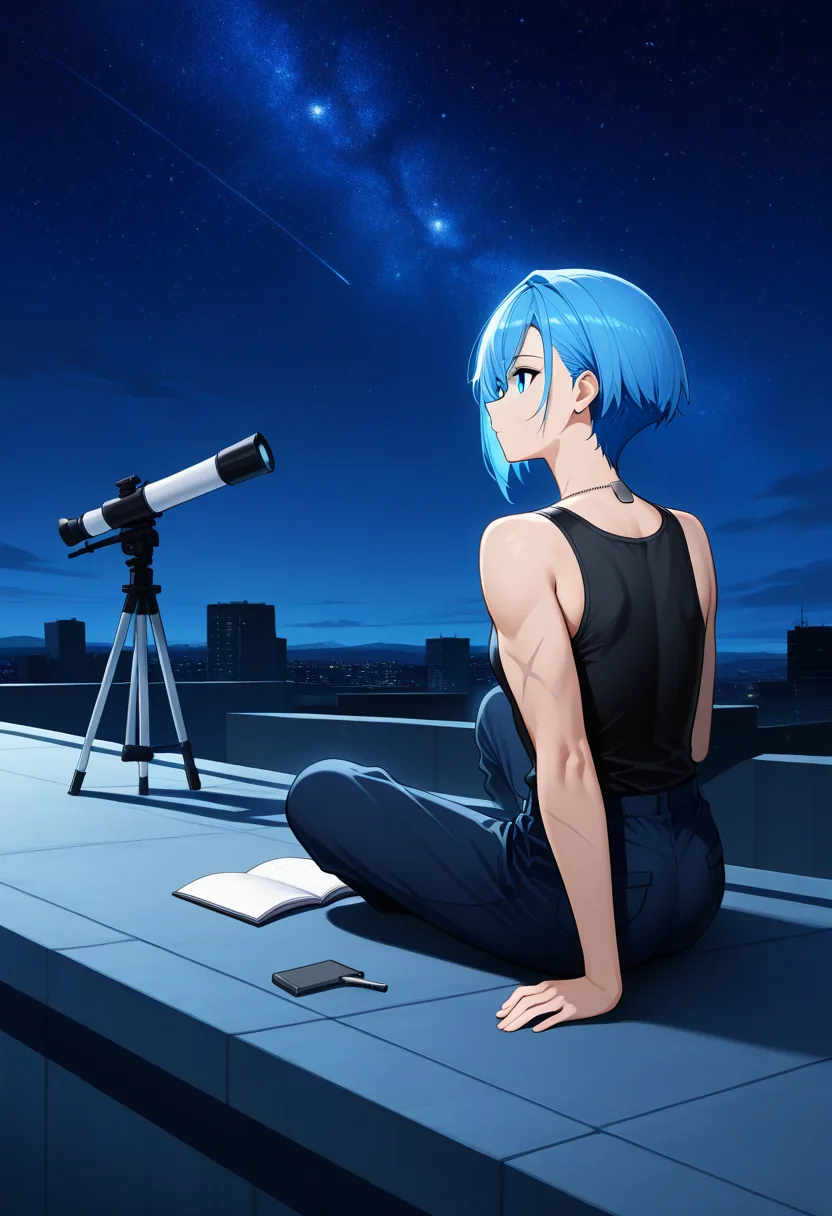 Story 16: Rooftop Setup — panel 3 — writing notes
