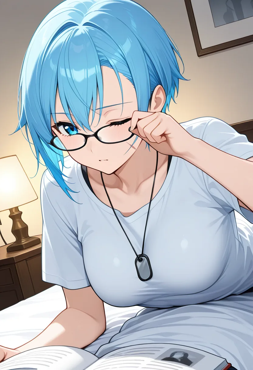 Story 18: Book Pile — panel 3 — glasses off