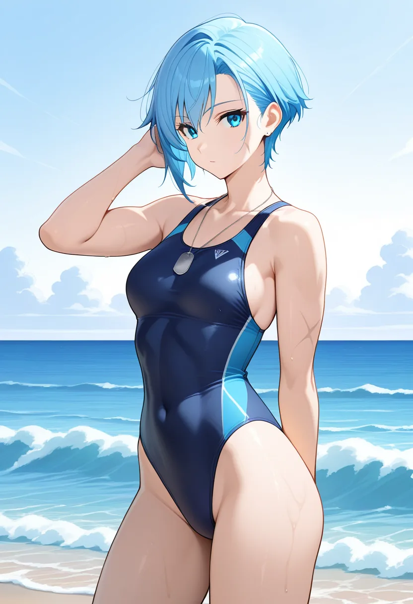 Story 34: Holding Swimsuit — panel 6 — in water