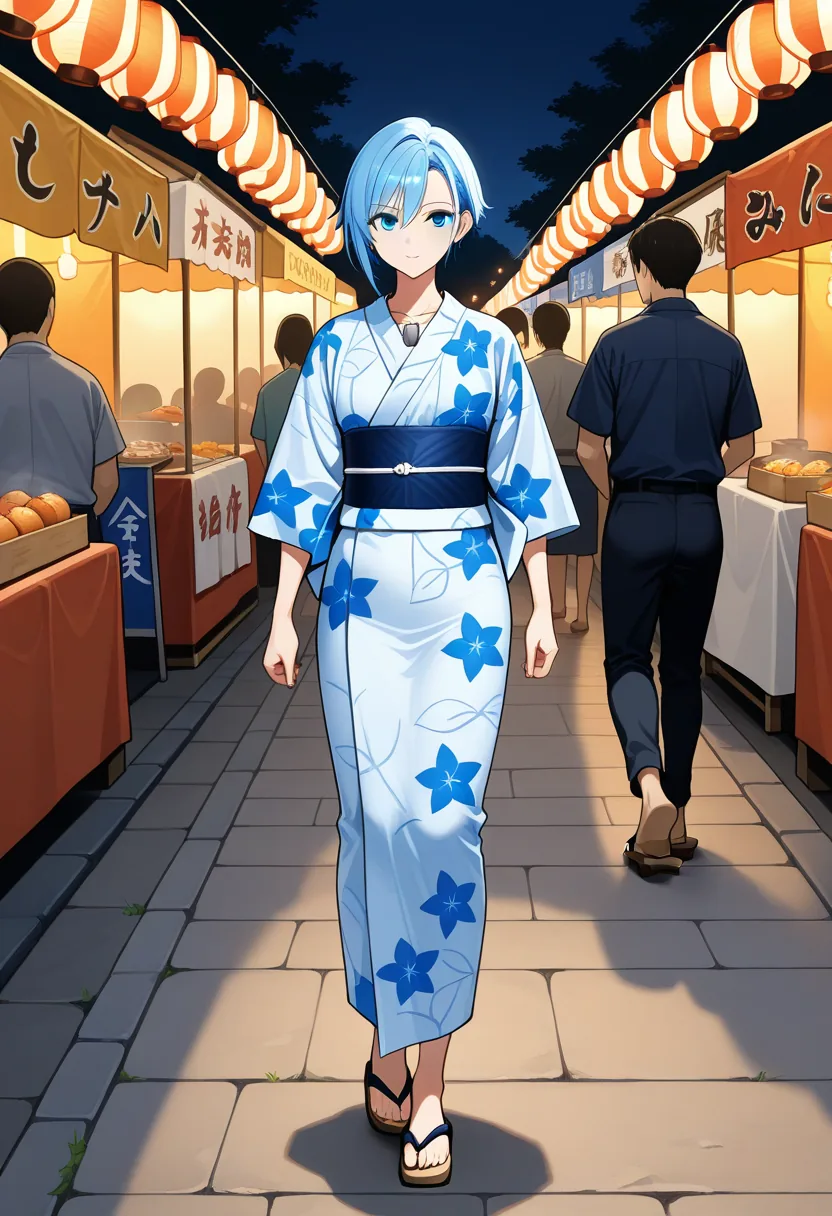 Story 39: Yukata Gift — panel 3 — festival walk