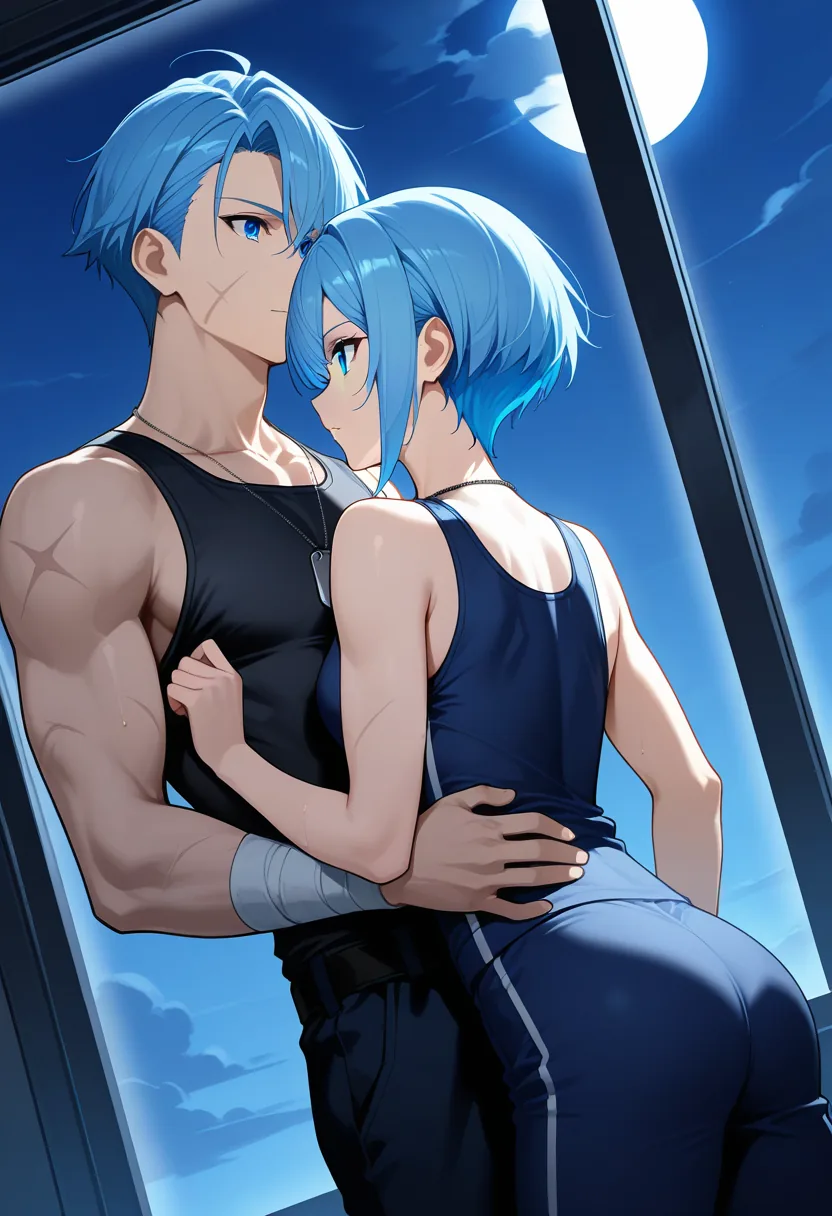 Story 98: Moonlight Window — panel 2 — behind embrace