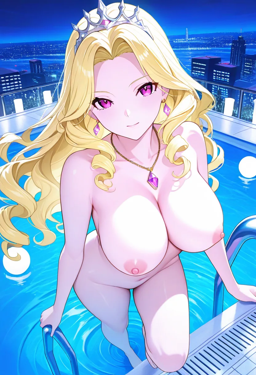 Story 6: Poolside Arrival — panel 4 — entering pool