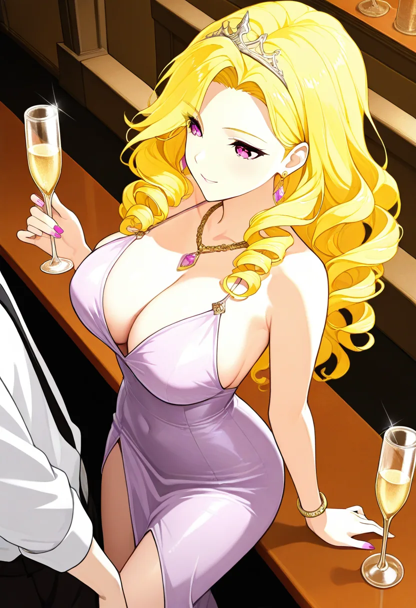 Story 90: Tower Building — panel 2 — pouring champagne