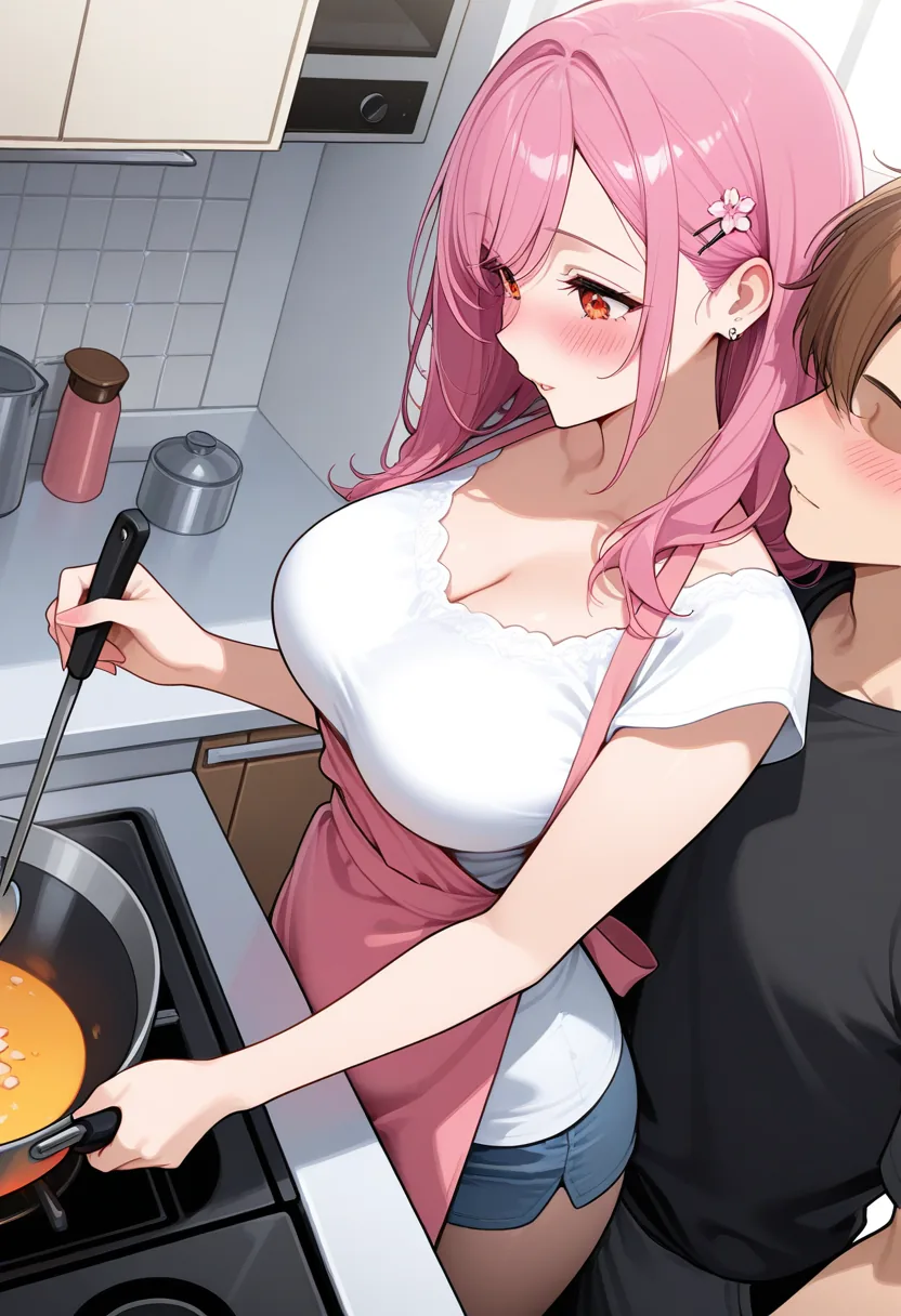 Story 14: Cooking Preparation — panel 2 — kitchen flirtation