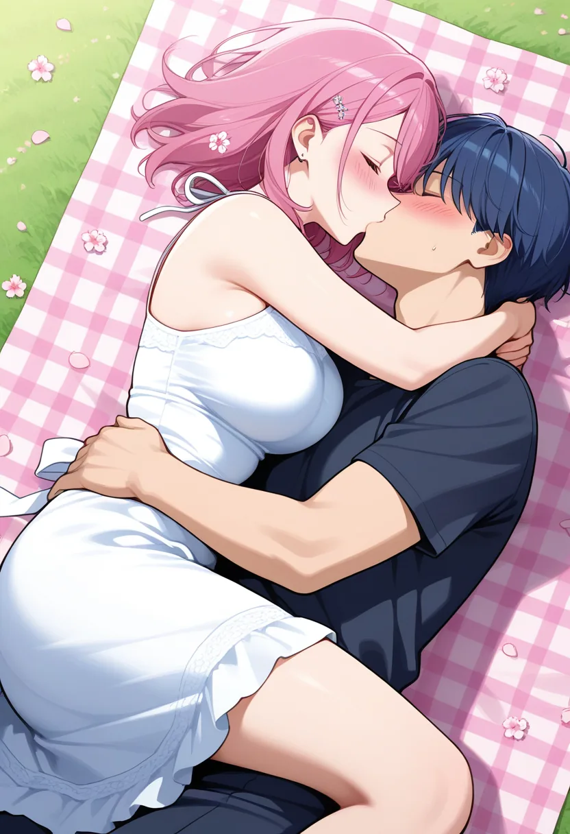 Story 17: Picnic Setup — panel 3 — romantic kiss