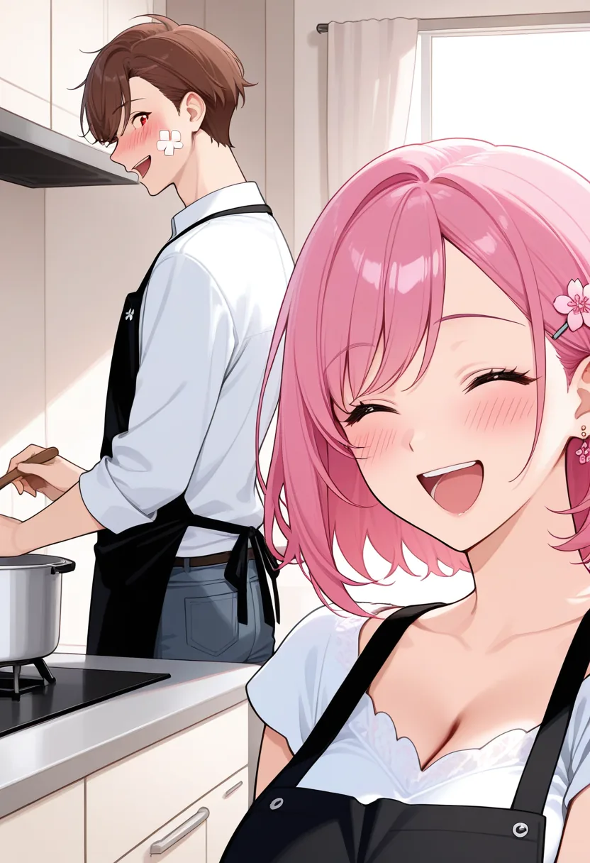 Story 32: Cooking Together — panel 2 — playful flour