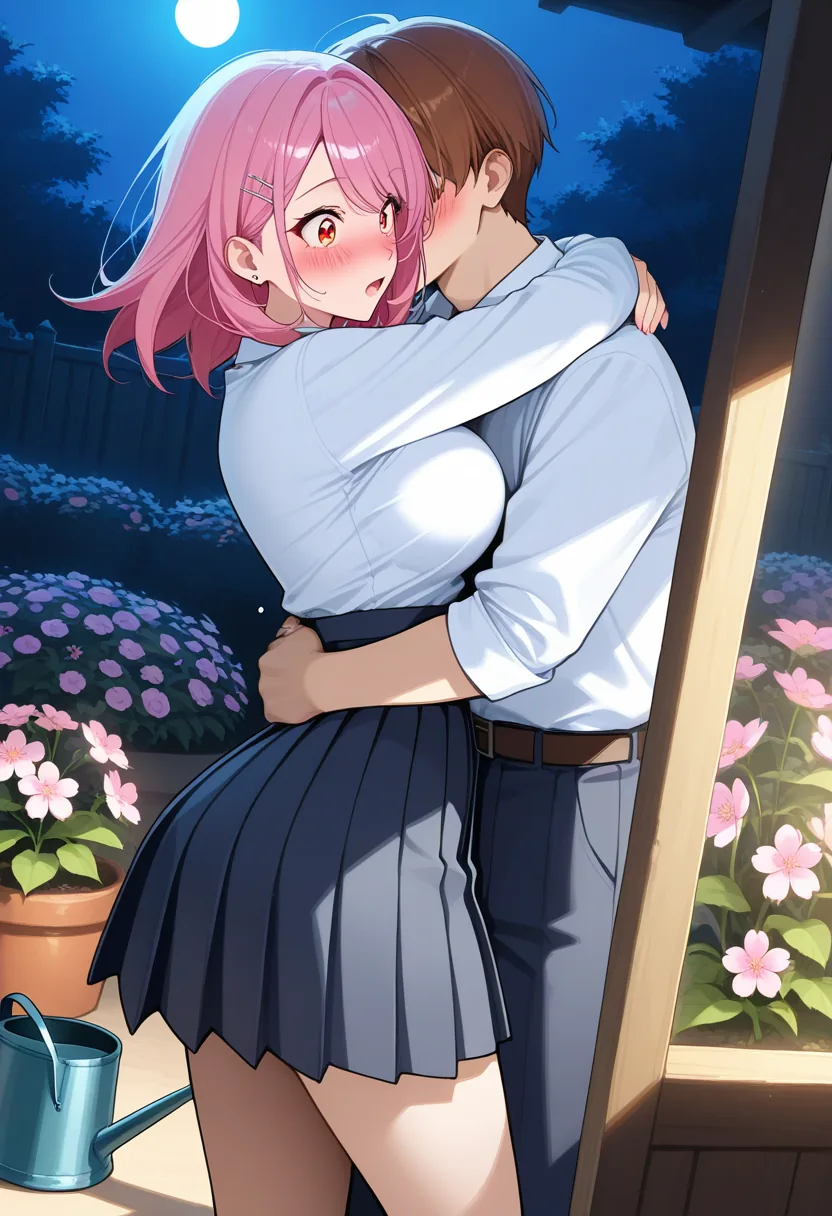 Story 34: Evening Watering — panel 2 — surprise embrace