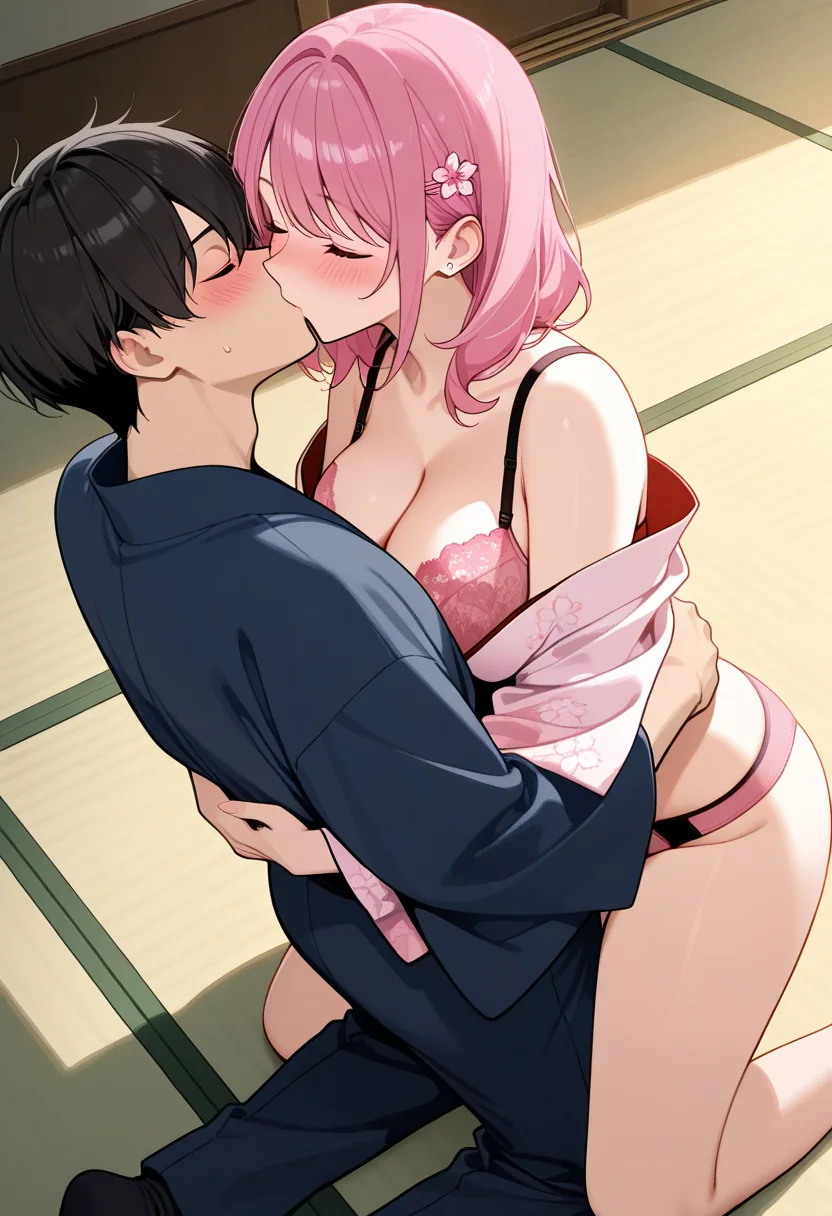 Story 36: Tea Ceremony Setup — panel 3 — passionate embrace