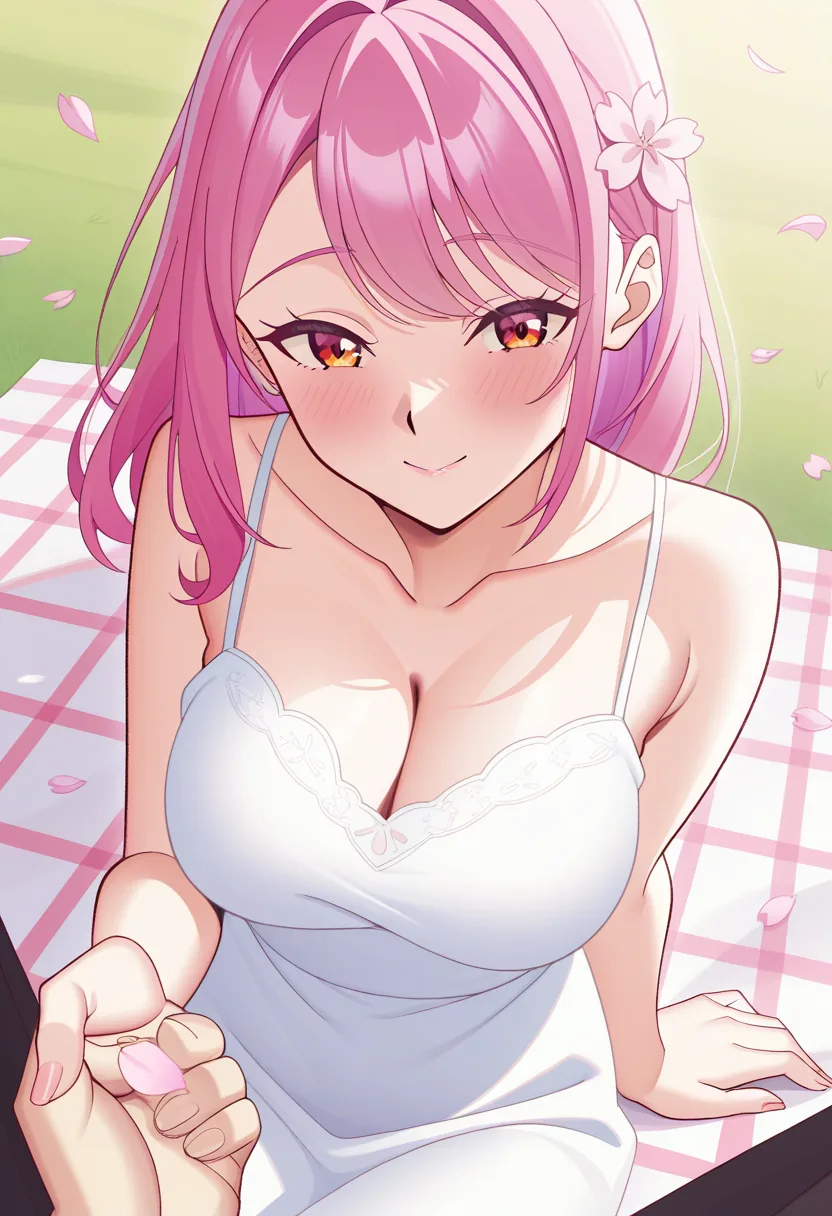Story 42: Hanami Picnic — panel 2 — romantic moment