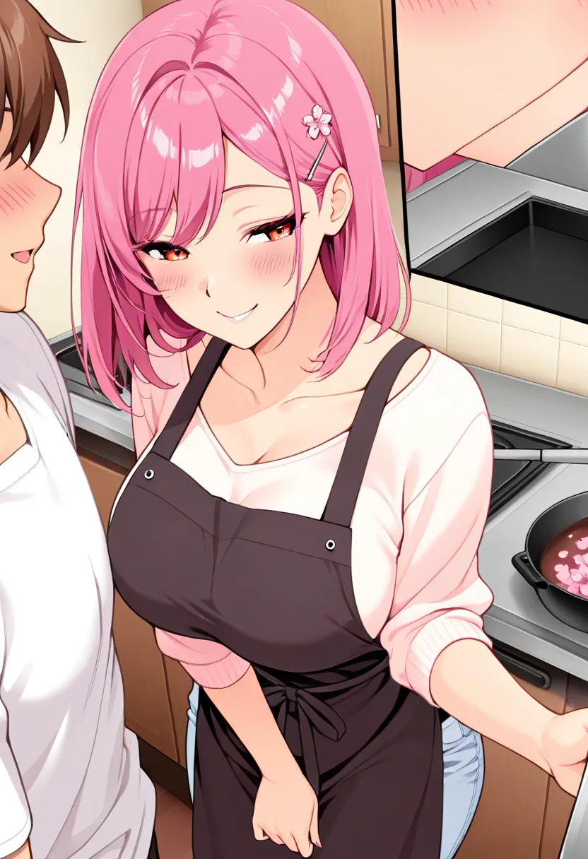 Story 44: Cooking Together — panel 2 — playful assistance