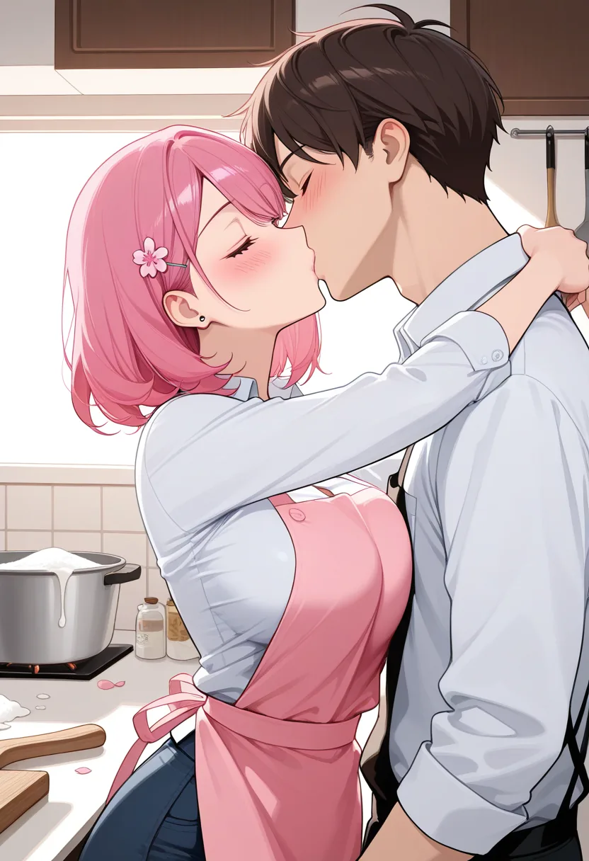 Story 74: Cooking Preparation — panel 3 — kitchen makeout