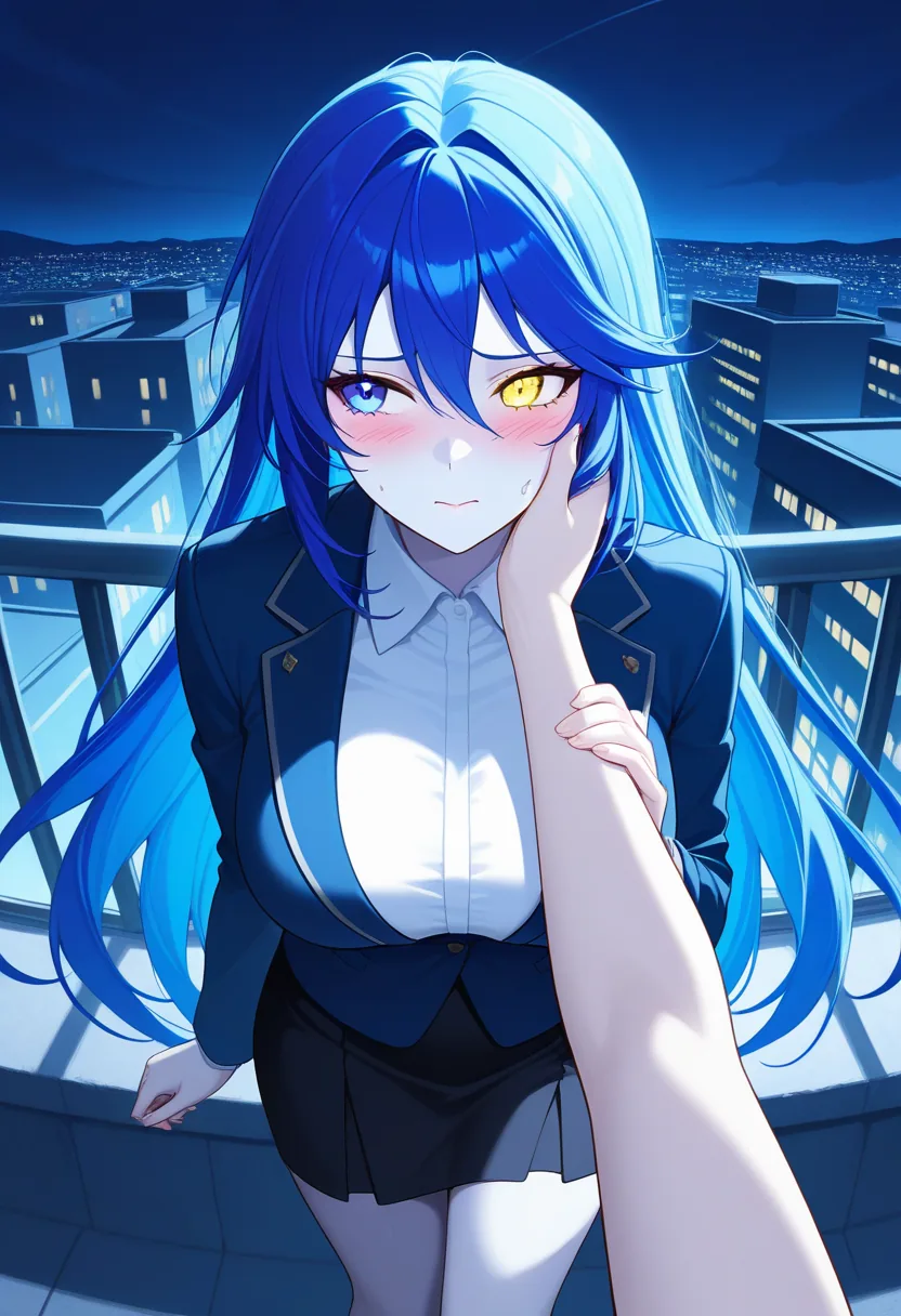 Story 1: Rooftop Looking At Stars — panel 3 — blushing looking up