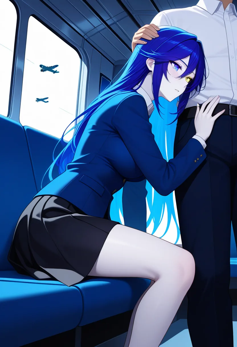Story 3: Airplane Window Looking At Clouds — panel 5 — removing blazer suggestive