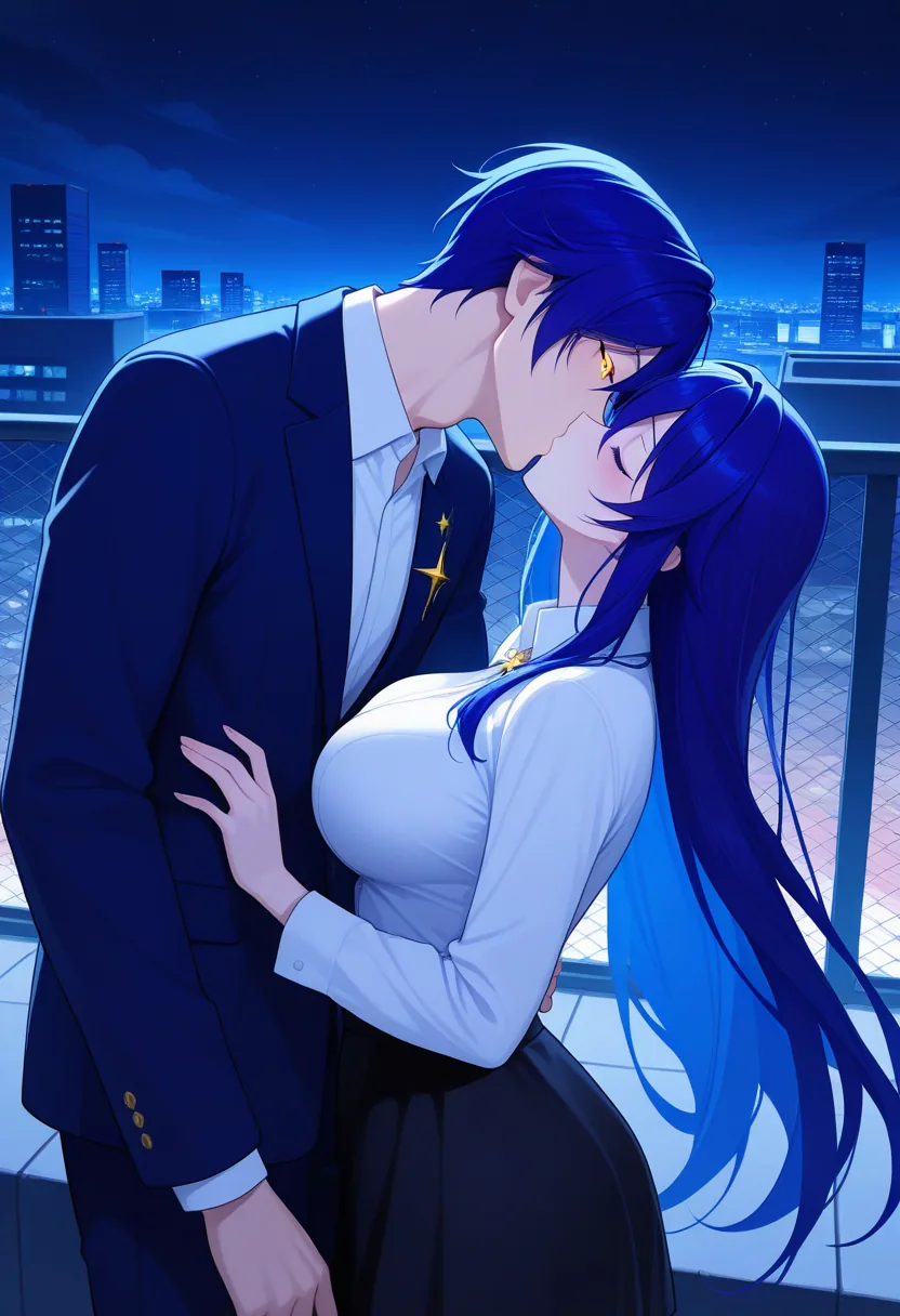 Story 4: Rooftop Night Stargazing — panel 5 — kissing