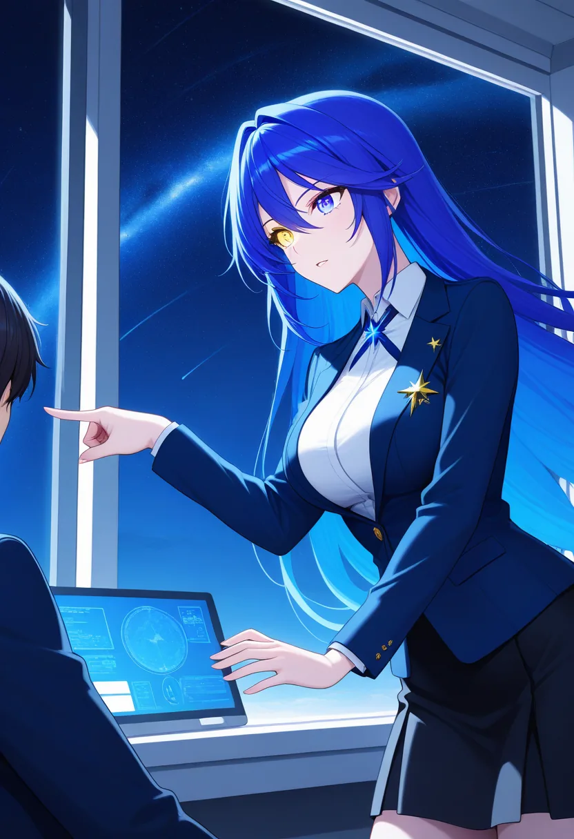 Story 5: Observatory Control Room — panel 2 — pointing at screen