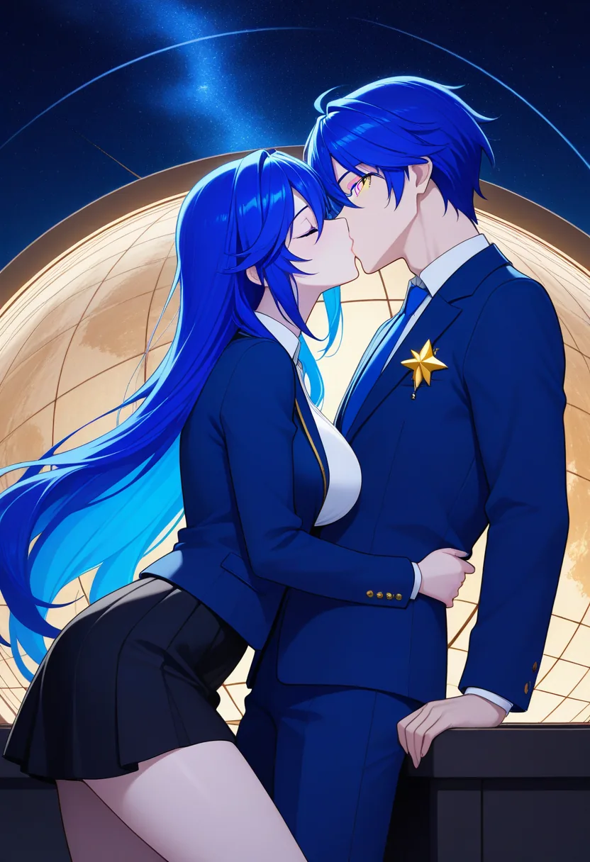 Story 5: Observatory Control Room — panel 6 — kissing against machinery