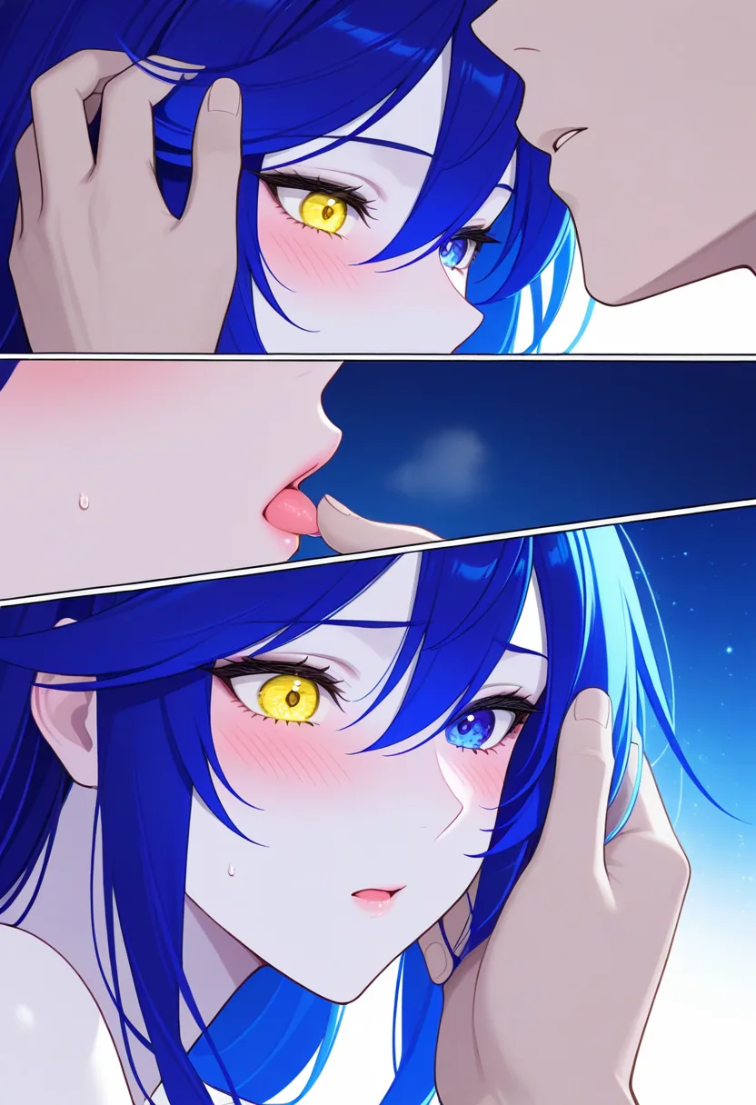 Story 9: Midnight Shrine Alone — panel 4 — kneeling kiss attempt