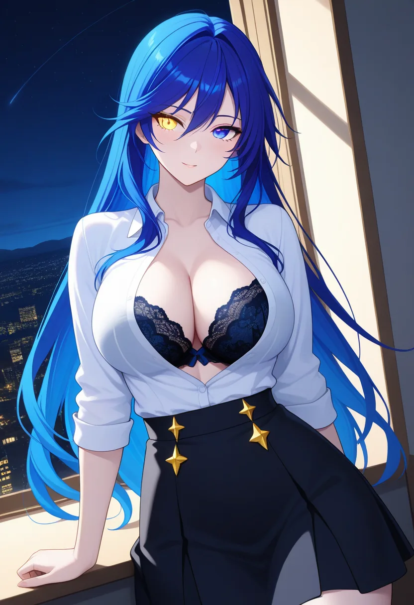 Story 11: Observatory Night Sora Studying Charts — panel 5 — observatory night sora shirt unbuttoned revealing cleavage