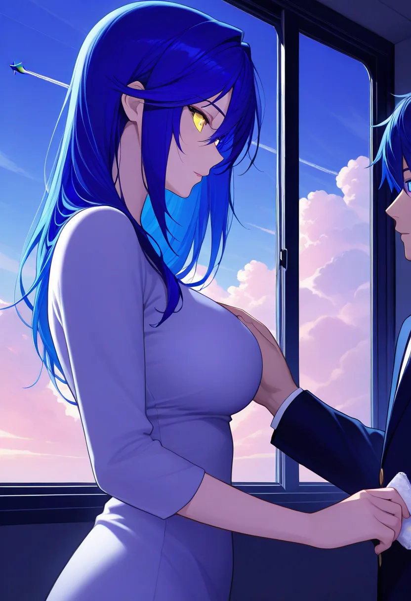 Story 12: Airplane Window Sora Looking Out — panel 3 — airplane window sora hand brushing companion hand