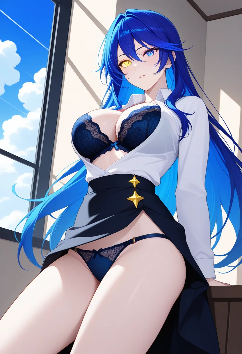 Story 12: Airplane Window Sora Looking Out — panel 5 — airplane window sora shirt open suggestive pose