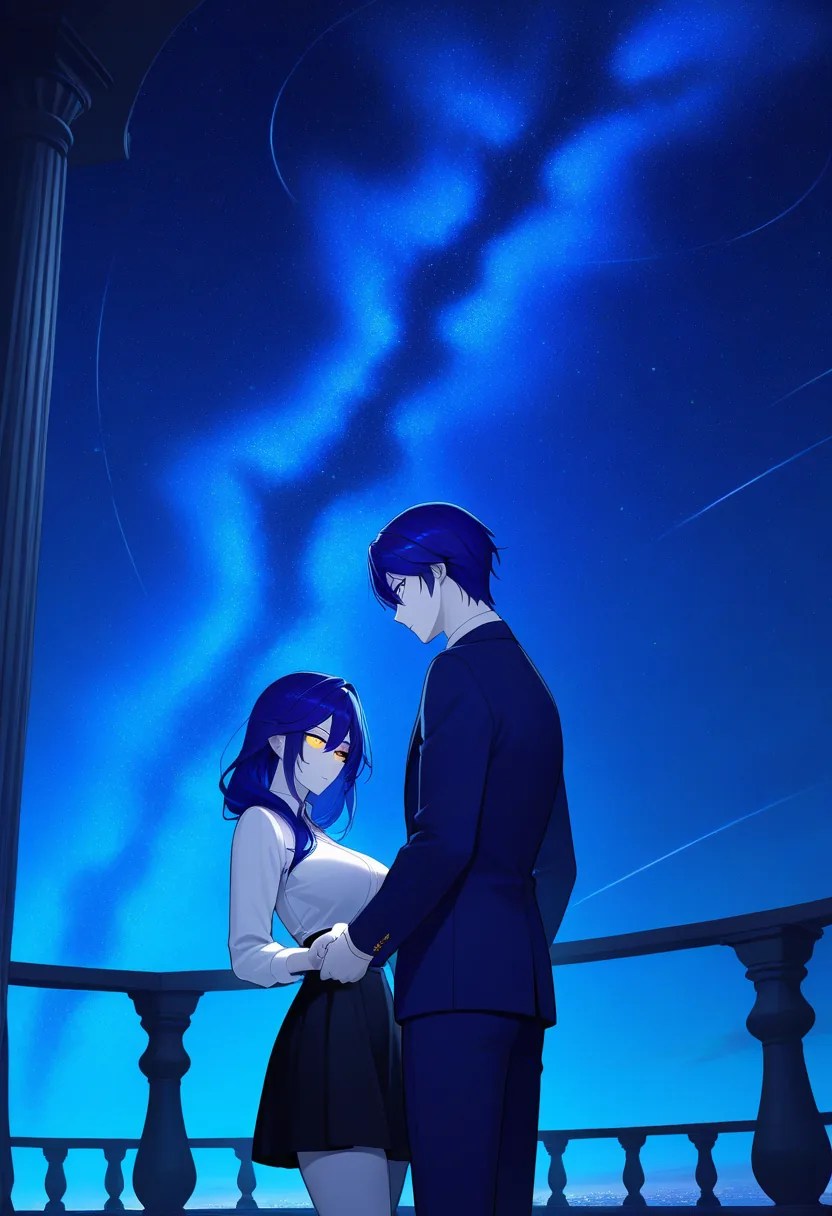 Story 13: Observatory Balcony Stargazing — panel 3 — observatory balcony hand holding