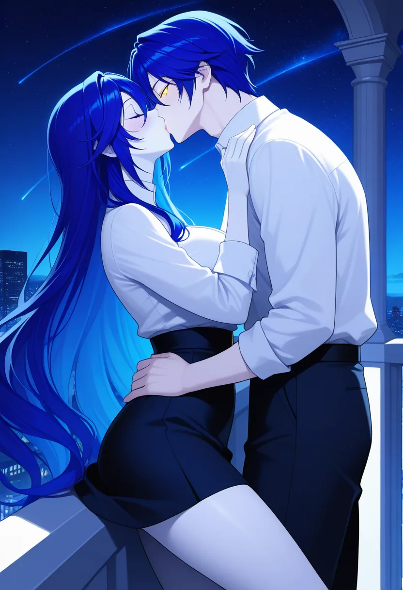 Story 13: Observatory Balcony Stargazing — panel 6 — observatory balcony sharing kiss