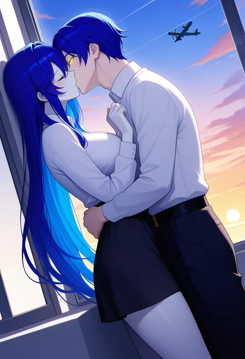 Story 14: Airplane Window View — panel 6 — airplane window passionate kiss