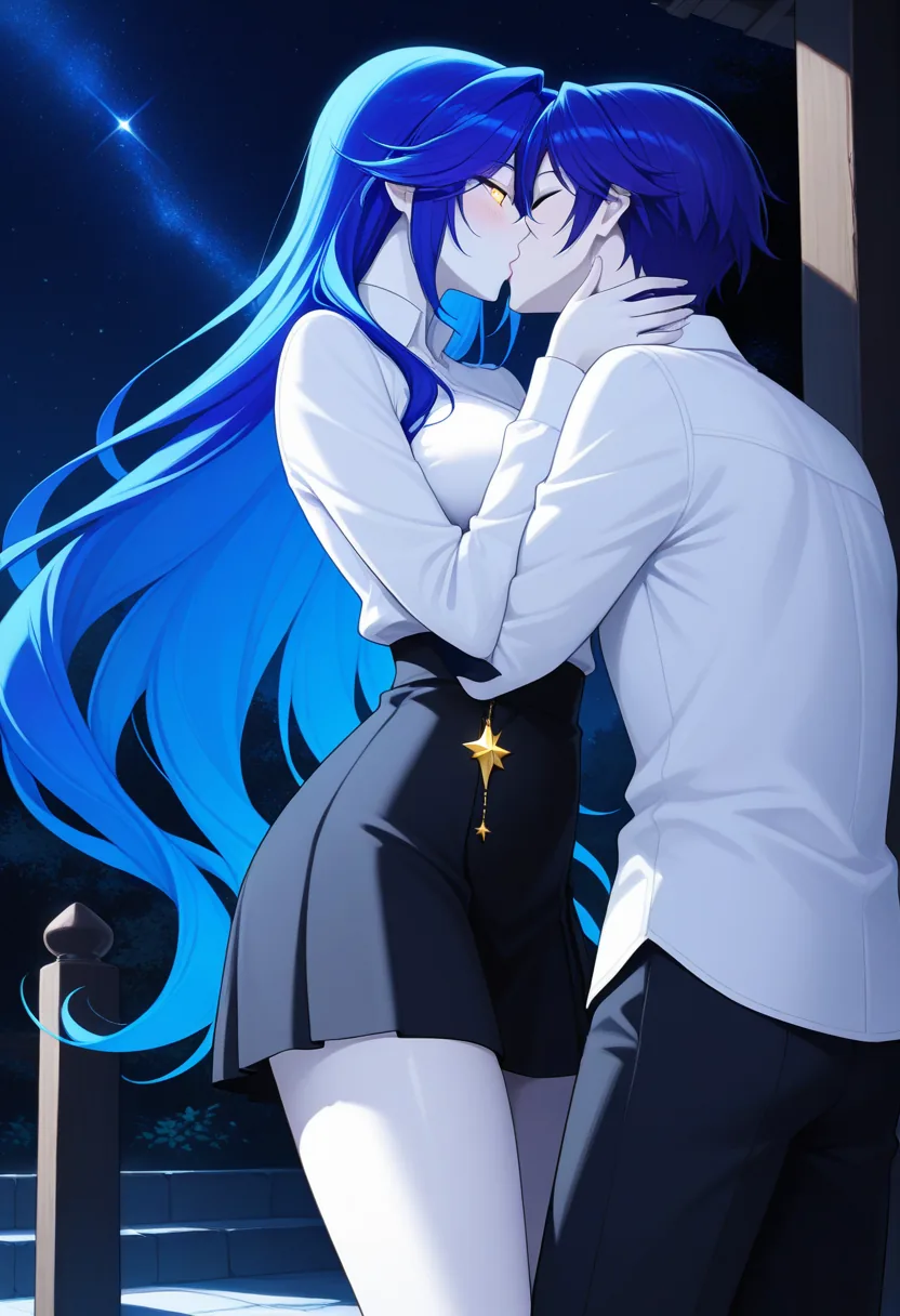 Story 15: Midnight Shrine Starlight — panel 6 — midnight shrine intense kiss