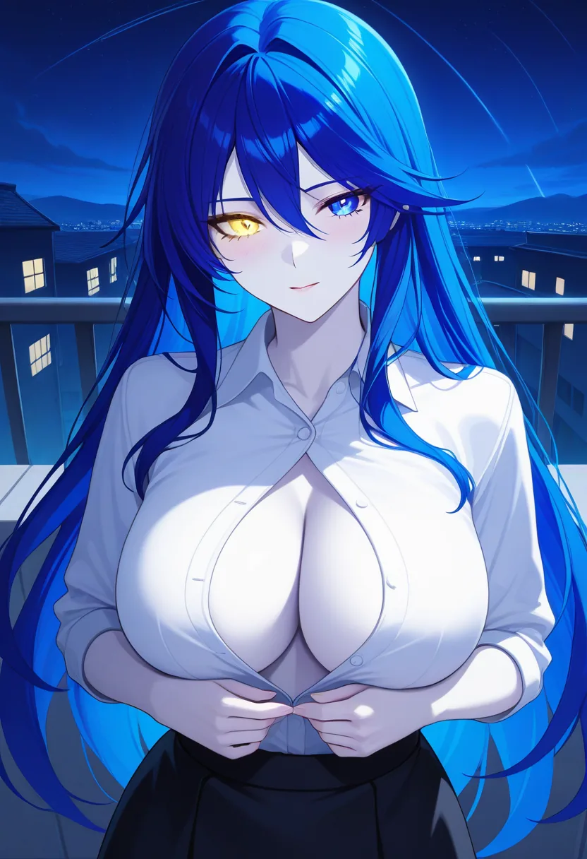Story 16: Rooftop Night Conversation — panel 6 — unbuttoning shirt slowly