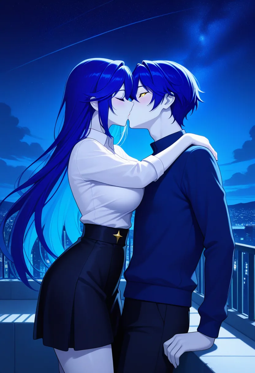 Story 16: Rooftop Night Conversation — panel 8 — foreplay under moonlight