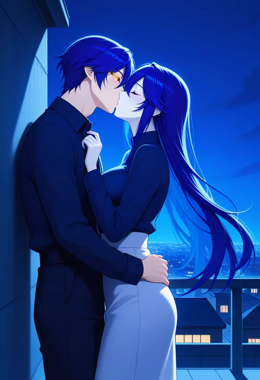 Story 19: Rooftop Stargazing With Companion — panel 3 — first kiss under stars