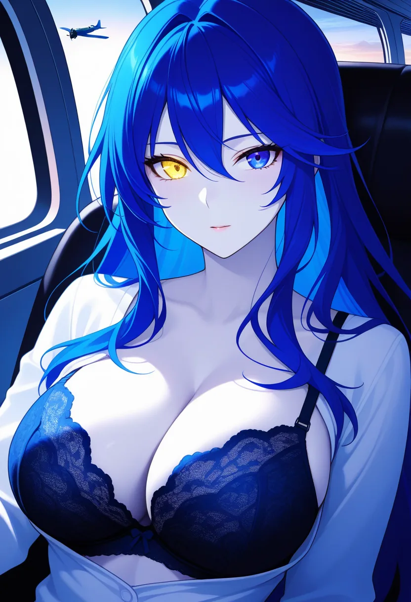 Story 21: Airplane Window View — panel 5 — revealing lingerie partially
