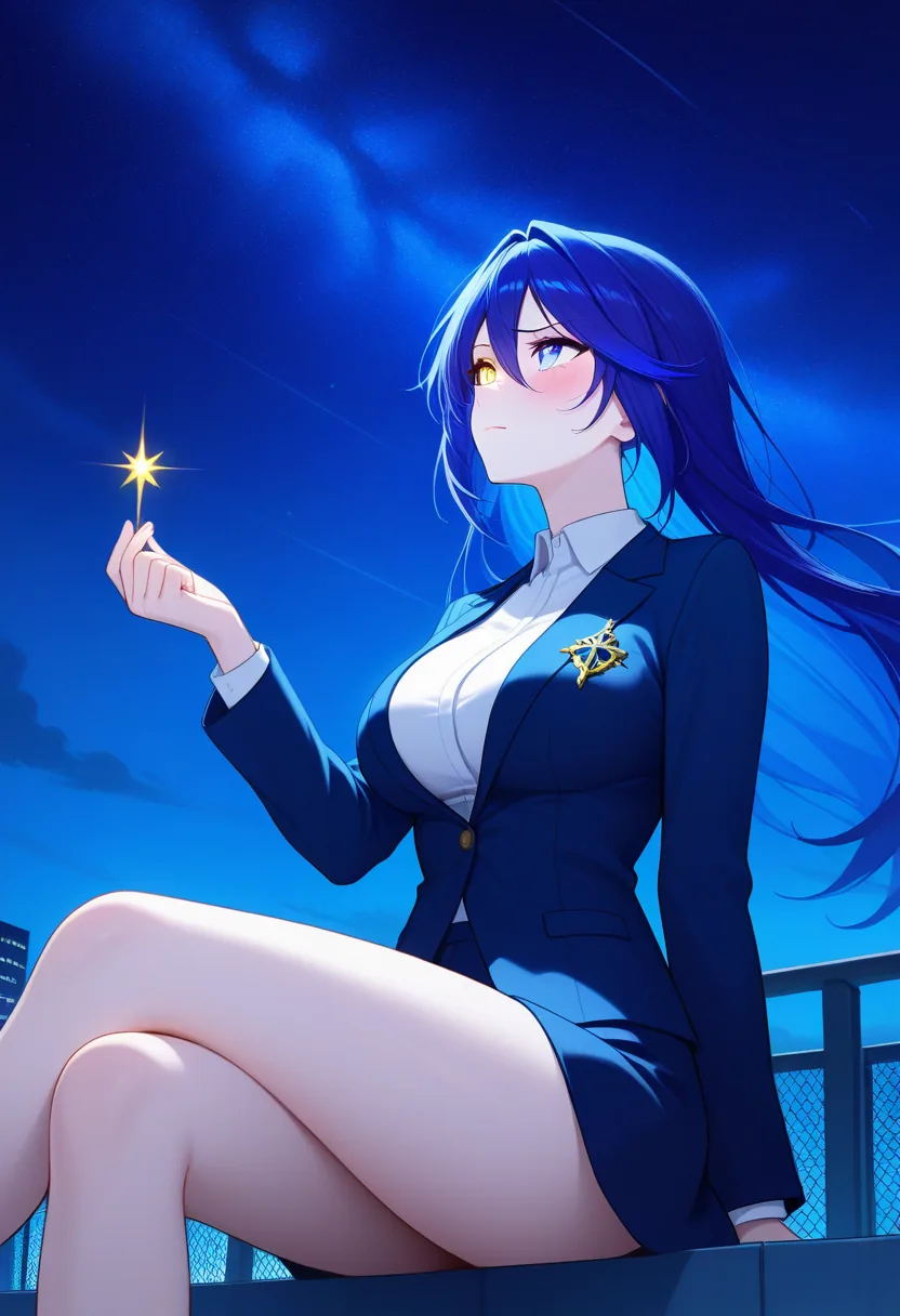 Story 22: Rooftop Night Sky Sora Talking — panel 3 — close hand touch