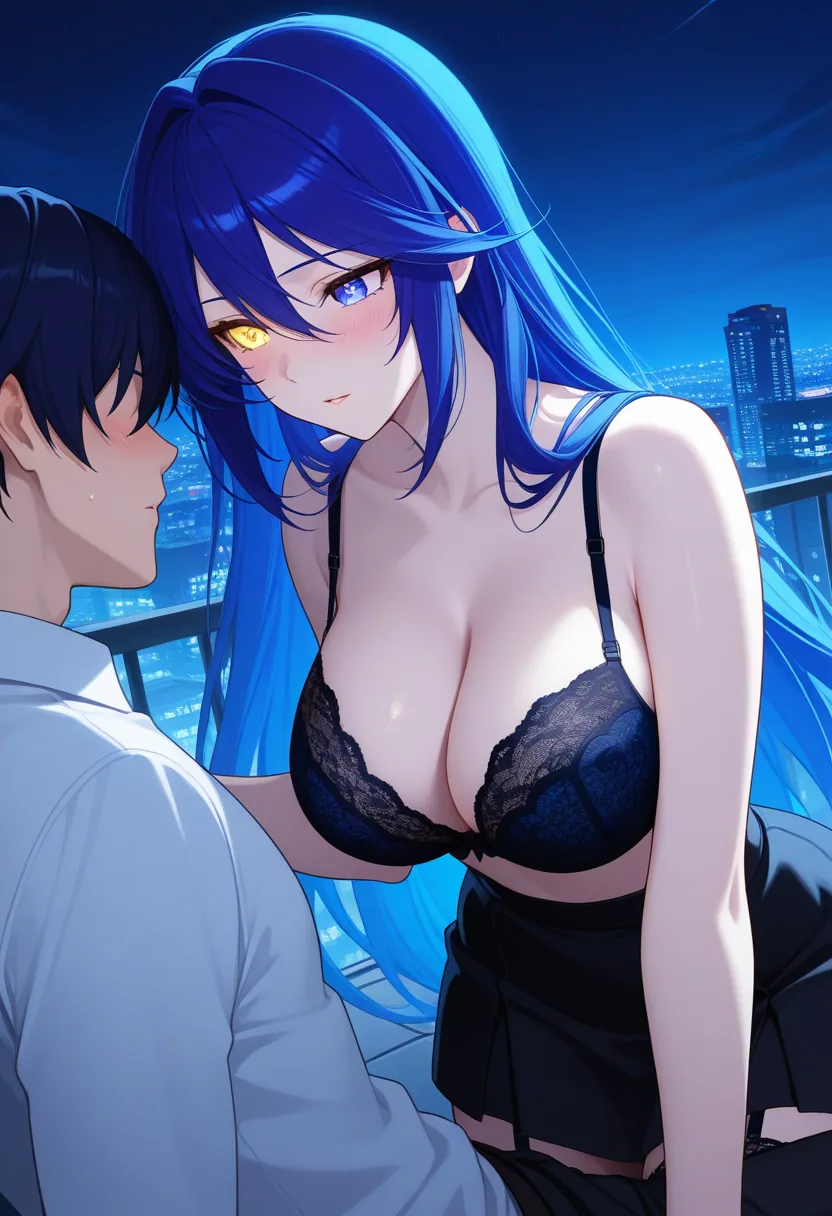 Story 22: Rooftop Night Sky Sora Talking — panel 6 — lingerie reveal