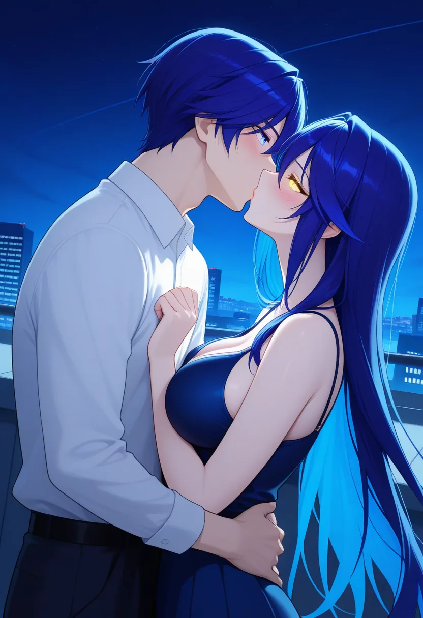 Story 25: Rooftop Stargazing Night — panel 4 — first kiss