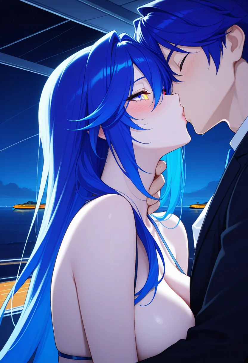 Story 27: Airplane Window Night — panel 5 — intimate kissing