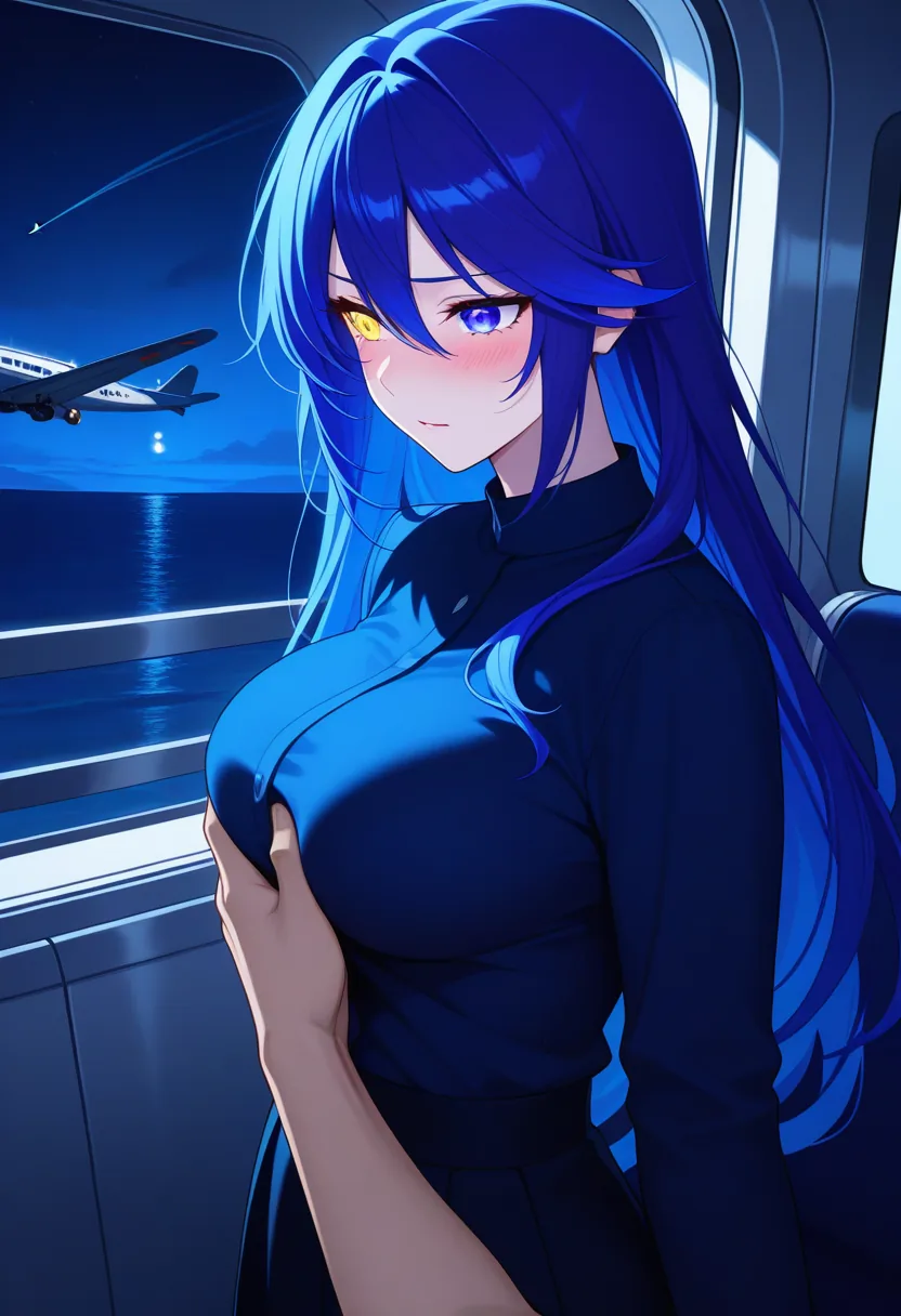 Story 27: Airplane Window Night — panel 6 — undressing companion