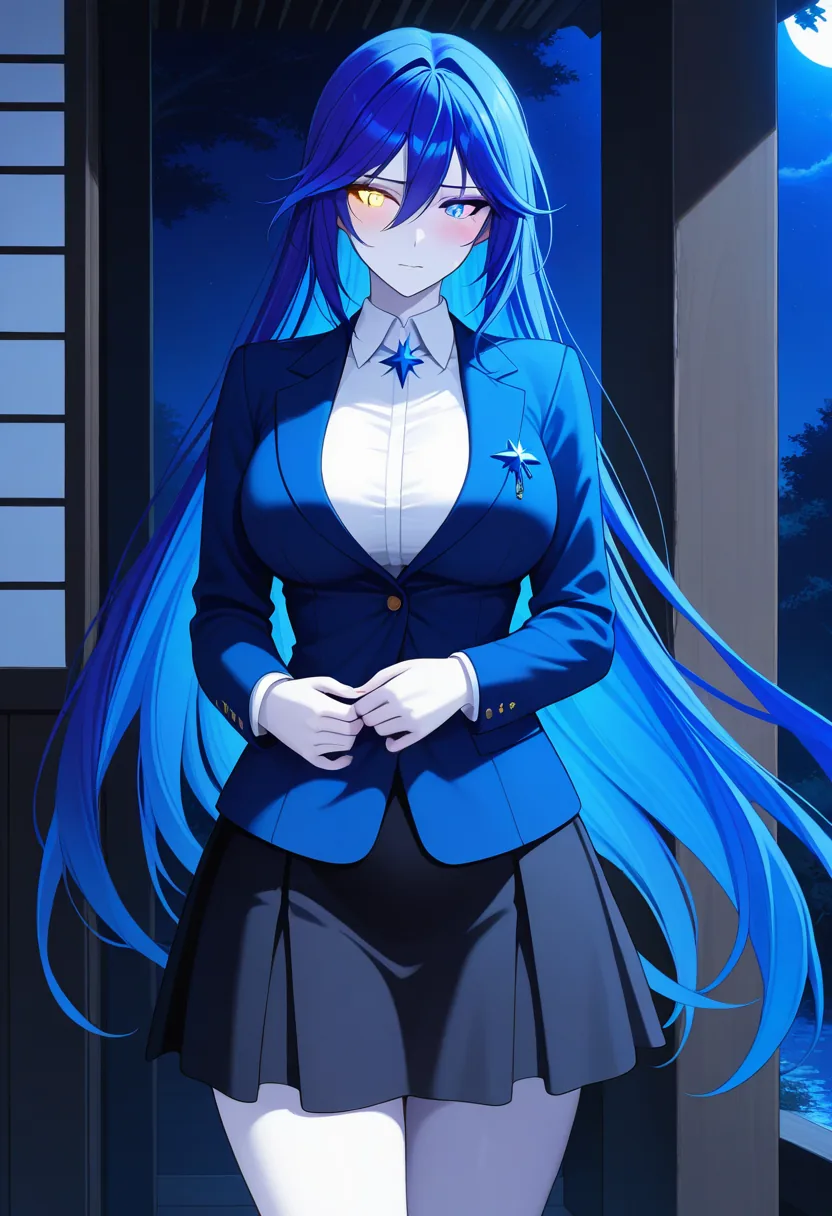 Story 30: Standing At Midnight Shrine — panel 4 — unbuttoning shirt under moonlight