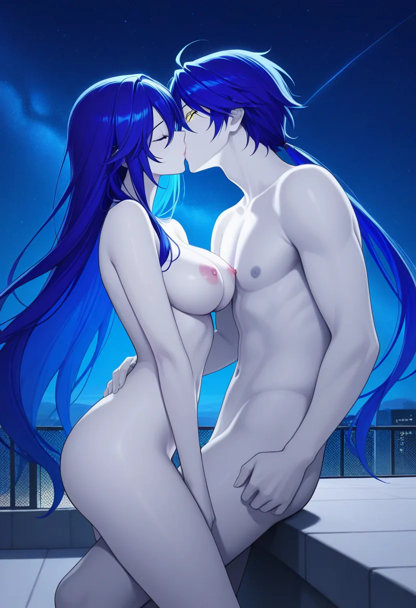 Story 38: Rooftop Stargazing Clothed — panel 3 — rooftop stargazing nude kiss