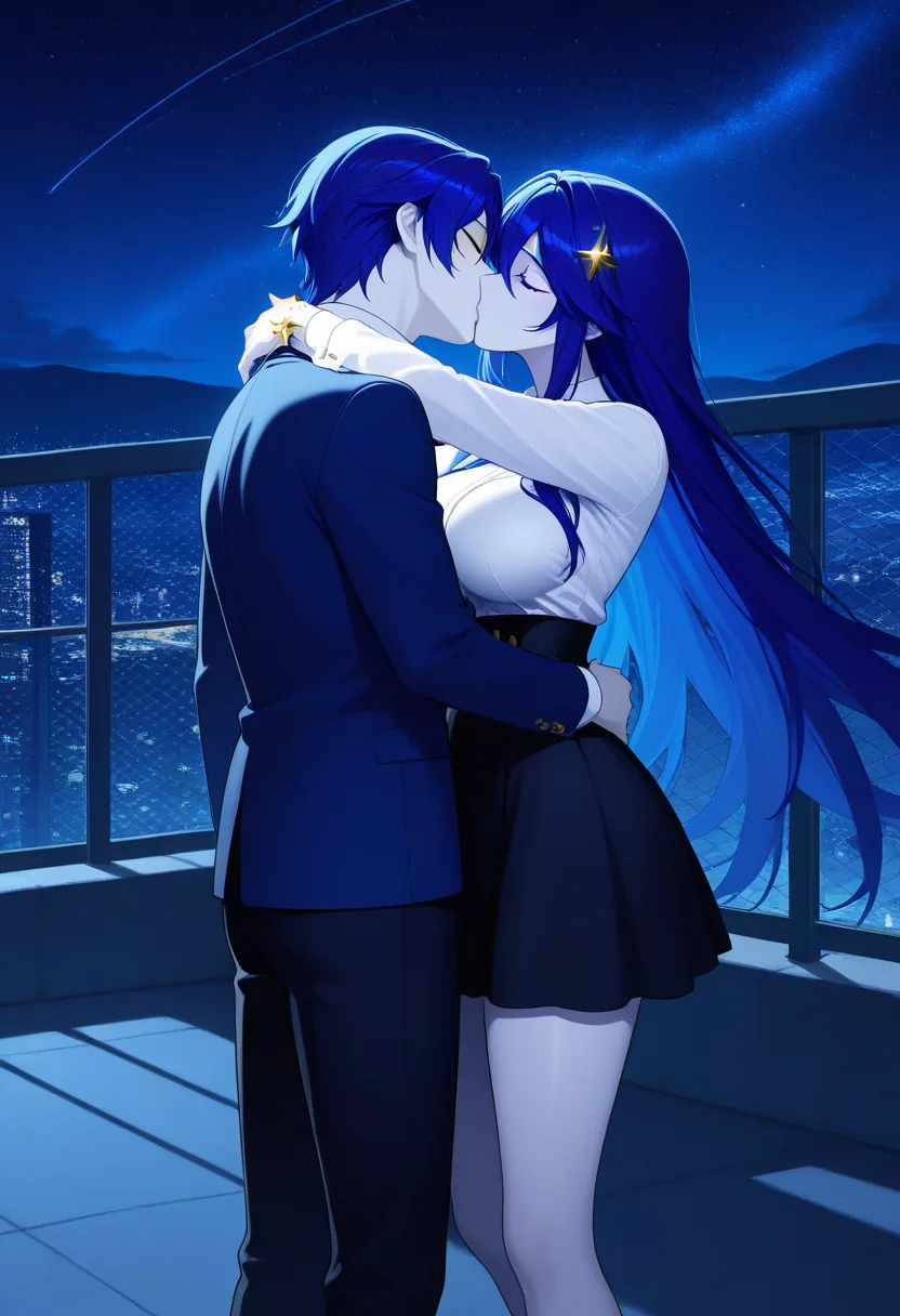 Story 40: Night Sky Overlook — panel 3 — first kiss under stars