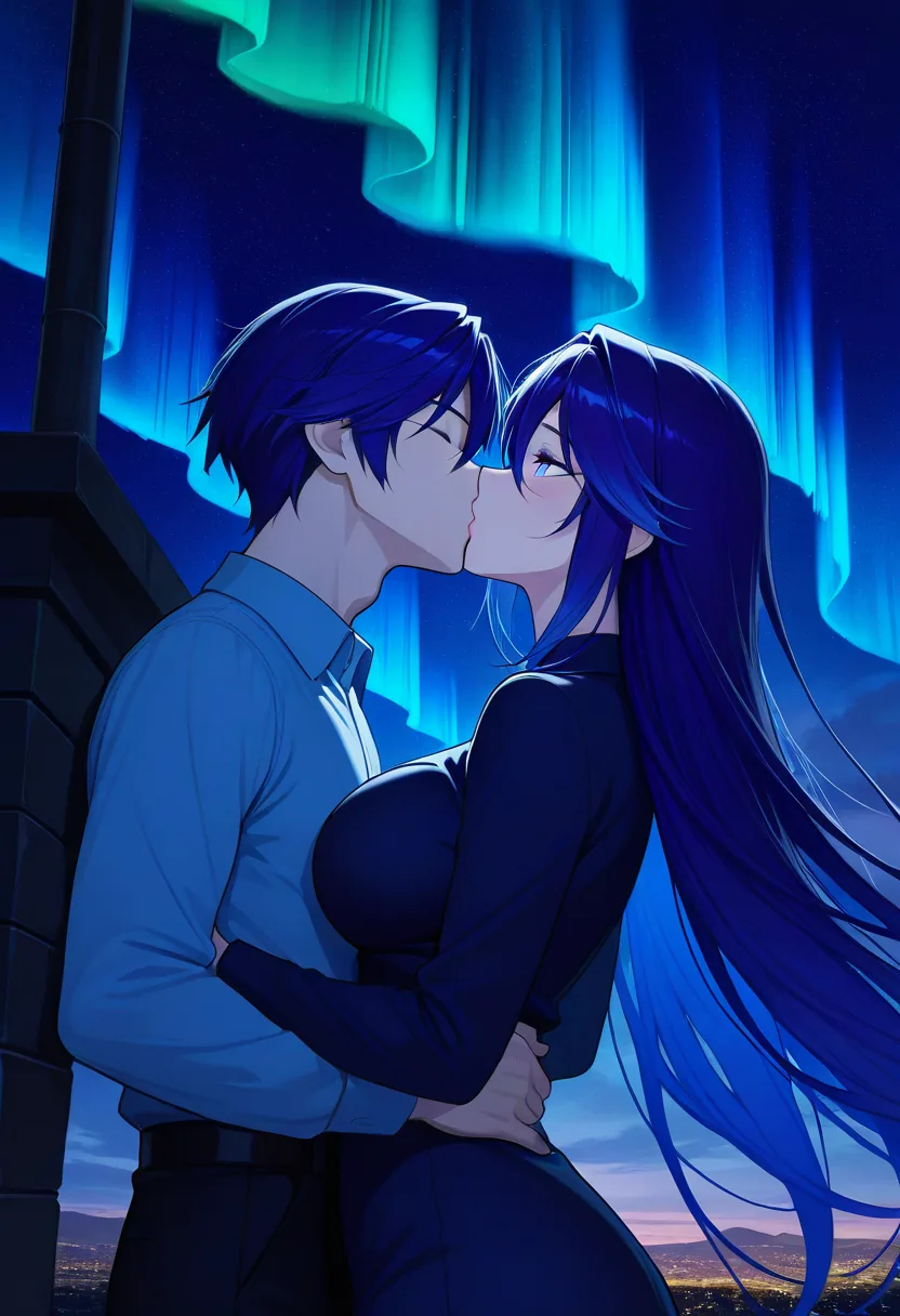 Story 43: Looking At Aurora Clothed — panel 3 — first kiss passionate