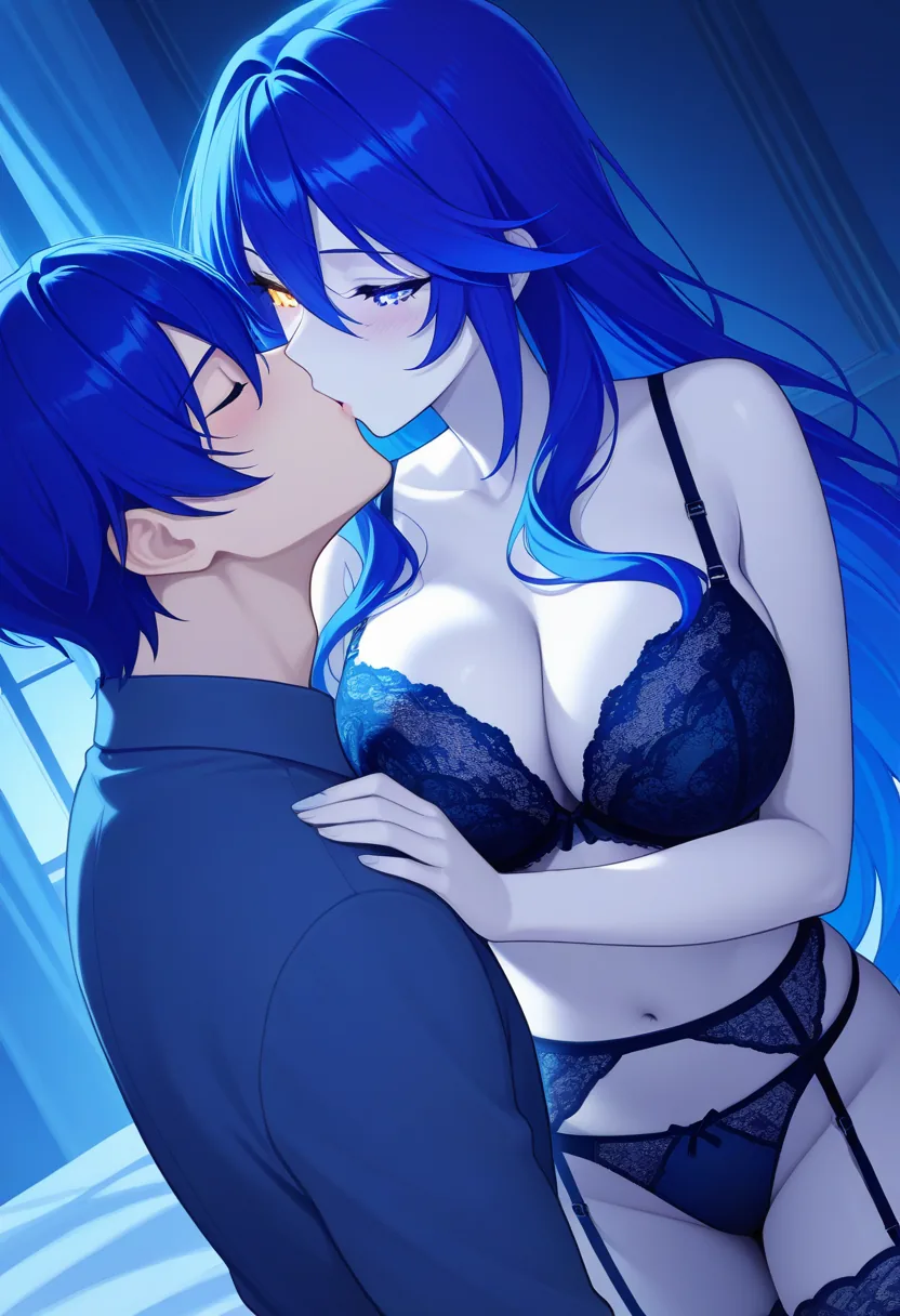 Story 48: Celestial Bedroom Overview — panel 3 — touch in lingerie