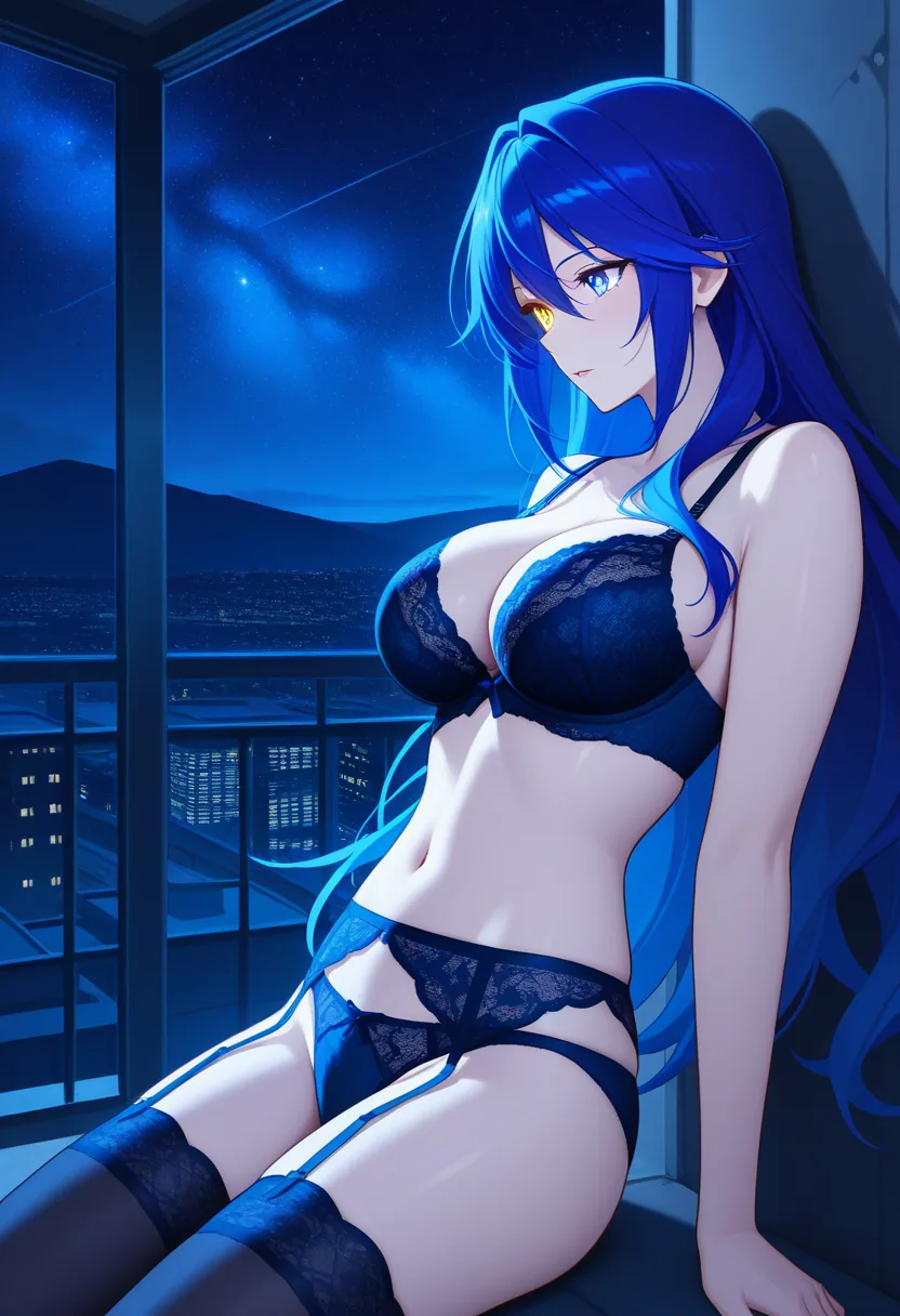 Story 49: And Partner On Rooftop At Night Under Stars Kissing — panel 3 — sora in lingerie on rooftop