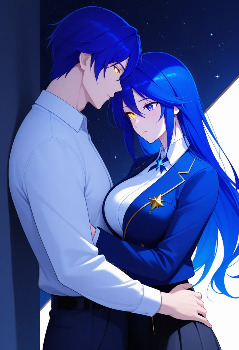 Story 50: And Partner In Celestial Bedroom Embracing — panel 1 — sora and partner in celestial bedroom embracing