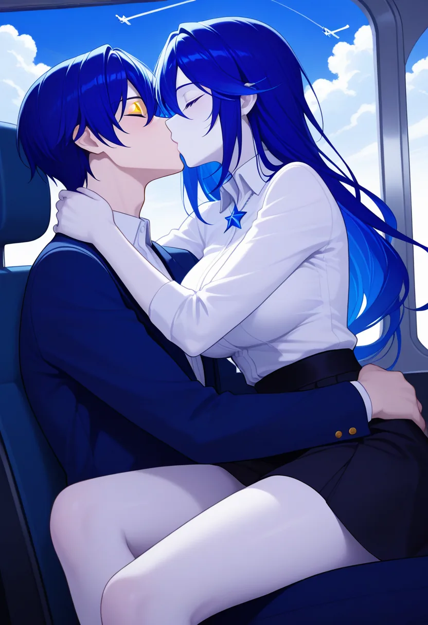Story 65: Airplane Window Clouds Looking Out — panel 3 — airplane window kissing gentle touch
