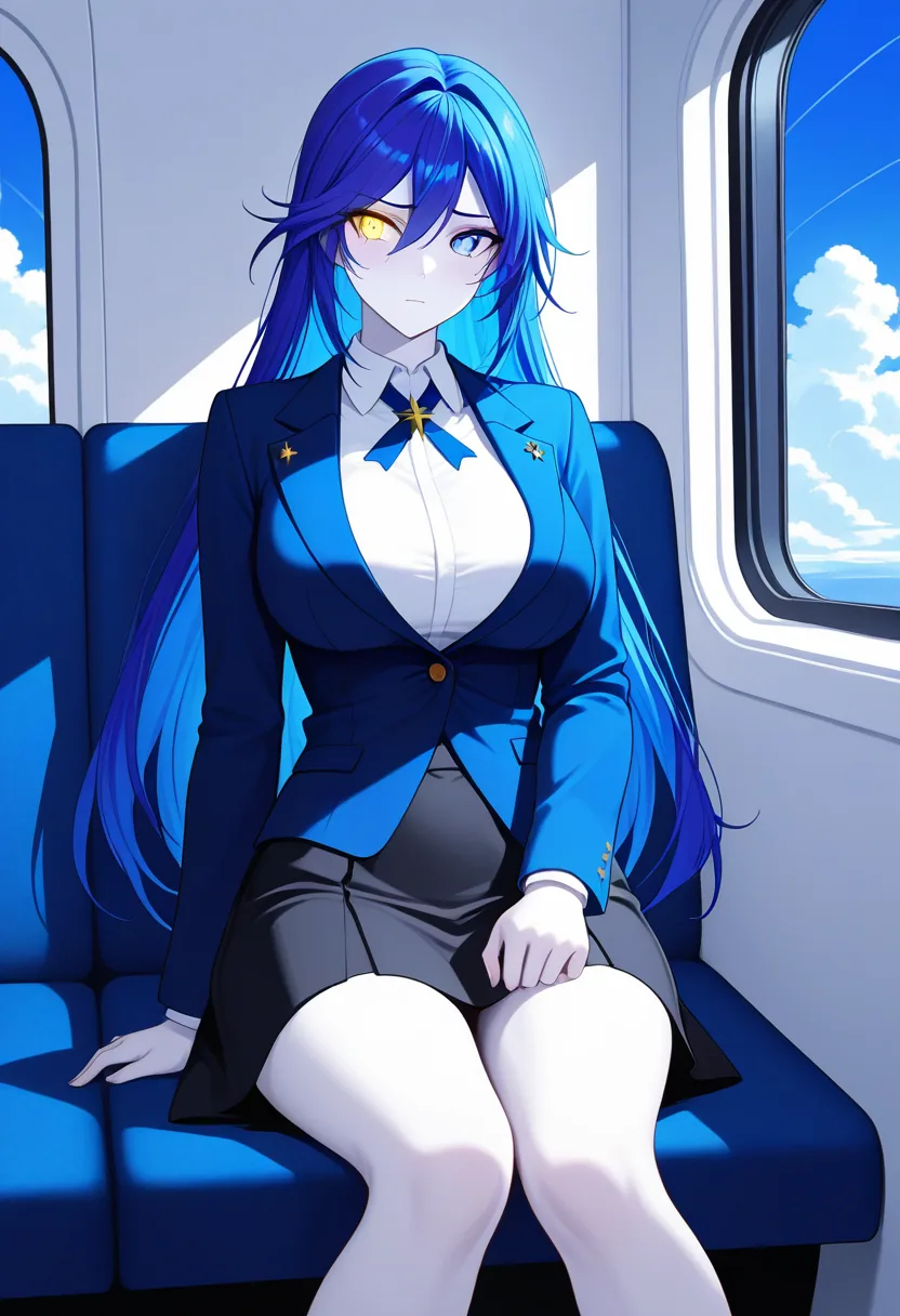 Story 65: Airplane Window Clouds Looking Out — panel 4 — airplane window blazer removed revealing shirt