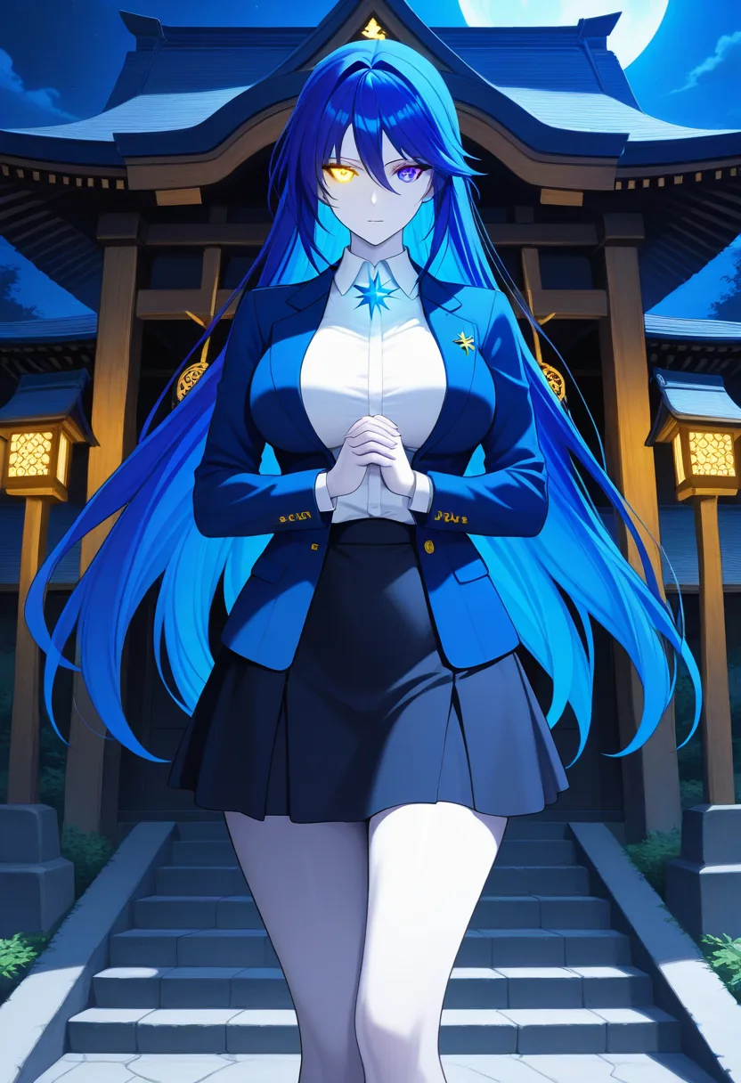 Story 68: Midnight Shrine Moonlight Standing — panel 1 — midnight shrine moonlight standing